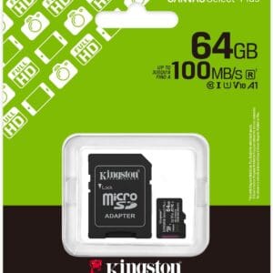 Kingston Canvas Select Plus Tarjeta de Memoria microSD 64GB microSDXC Gen3 100MB/s A1 Incluye Adaptador de SD - SDCS3/64GB