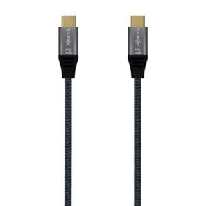 A107-0628 – Cable USB 2.0 Aluminio 5A 100W E-Mark, USB-C/M-USB-C/M, Gris, 1.0M