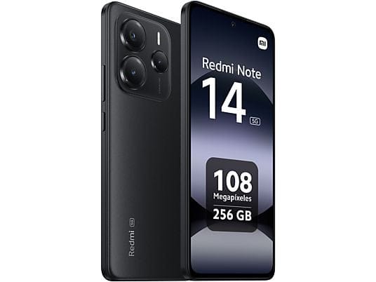 Xiaomi Redmi Note 14 5G 256GB / 8GB RAM – Midnight Black, Cámara AI de 108MP, Procesador 5G Potente y Pantalla AMOLED 120Hz