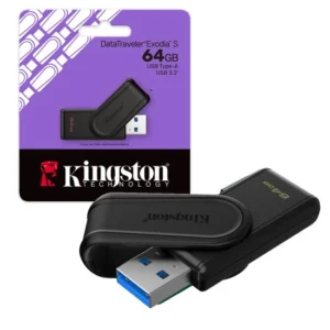 Memoria USB Kingston DataTraveler Exodia S 64GB – USB 3.2 Gen 1 de Alta Velocidad, Diseño Compacto Giratorio y Enganche para Llavero – Fiabilidad Kingston
