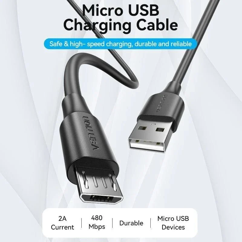 Cable USB 2.0 Vention CTIBF/ USB Macho - MicroUSB Macho/ 480Mbps/ 1m/ Negro