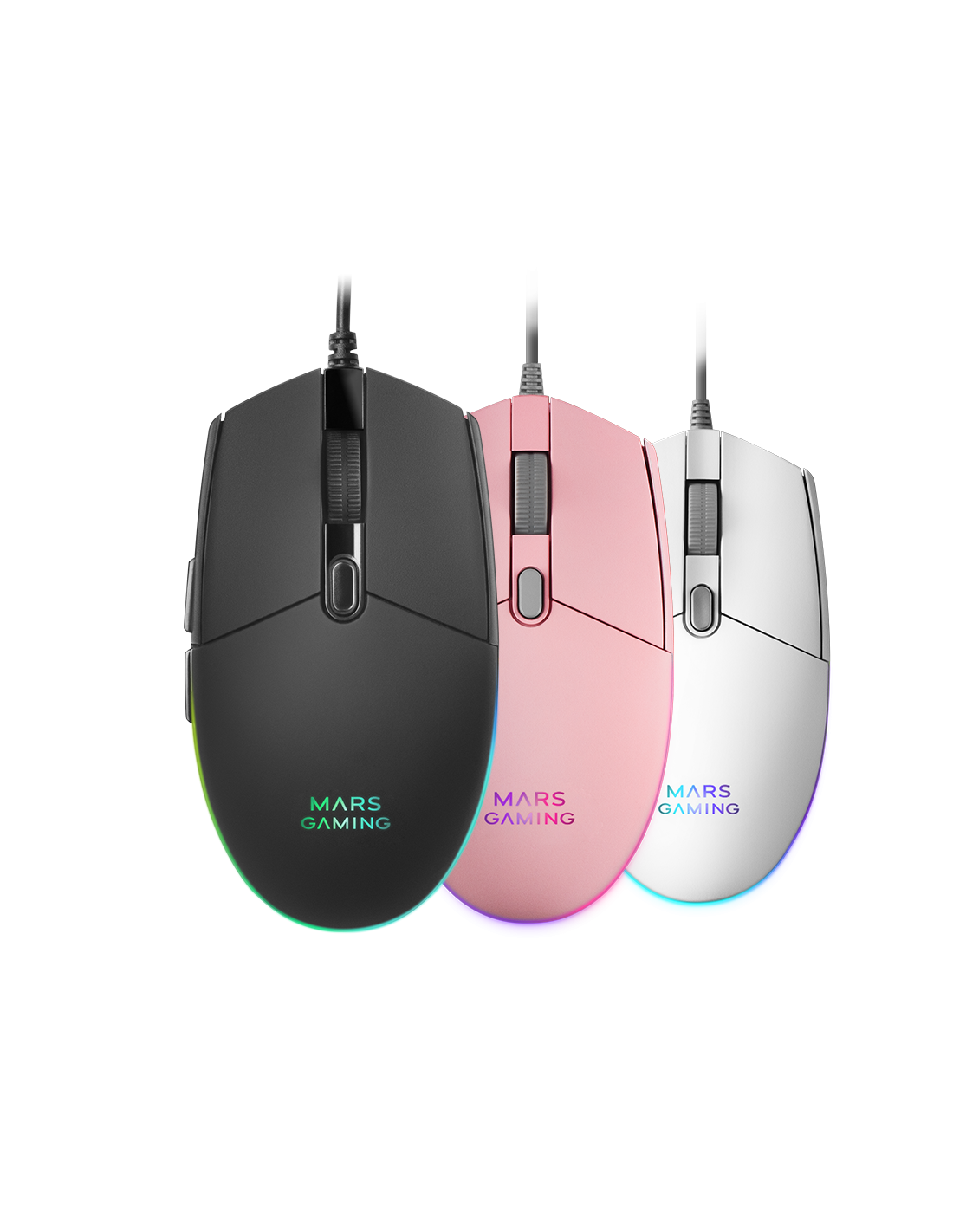 Ratón Gaming Mars Gaming MMG – Iluminación RGB Flow, 3200 DPI, Diseño Ergonómico y Peso Ultra-Ligero de 74g