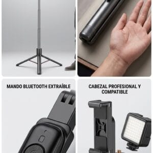 tripode-palo-selfie-extensible-c07-2-metros-bluetooth-acero-inoxidable