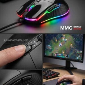 Ratón Gaming Mars Gaming MMG – Iluminación RGB Flow, 3200 DPI, Diseño Ergonómico y Peso Ultra-Ligero de 74g