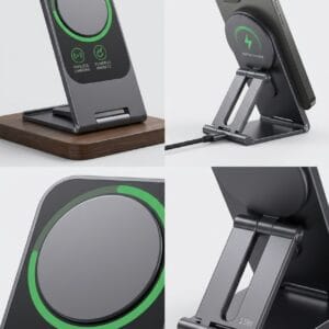 Soporte Magnético Plegable con Carga Inalámbrica Rápida 15W – Aluminio de Grado Aviación y Carga USB-C