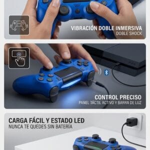Mando Inalámbrico DoubleShock 4 para PS4 – Bluetooth, Panel Táctil, Vibración Dual y Altavoz Integrado – Azul