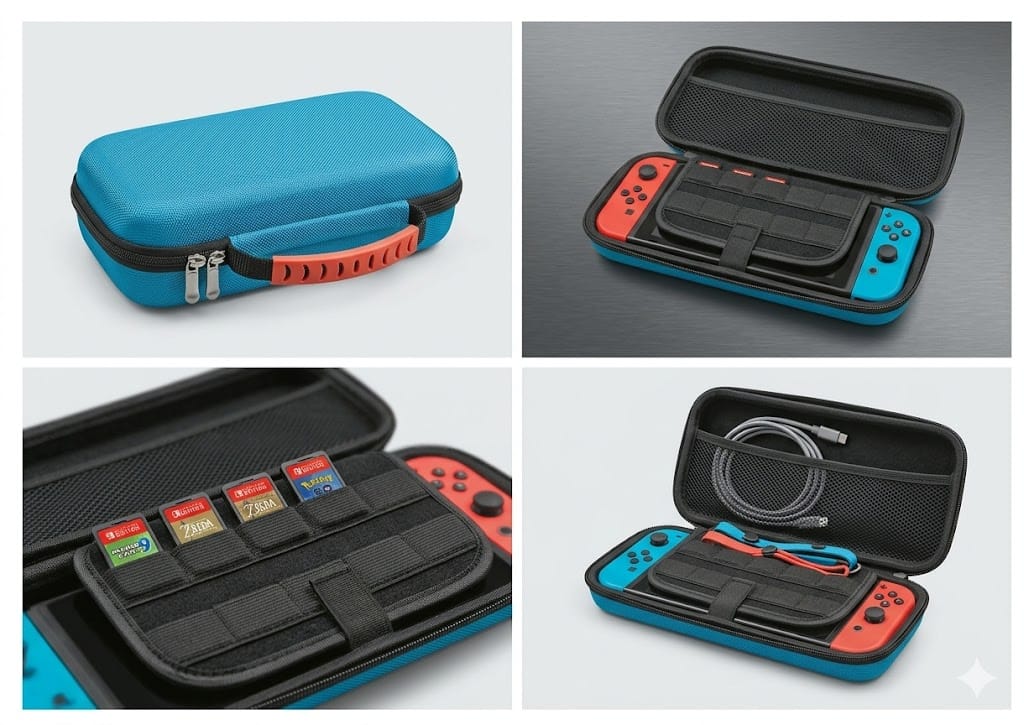 Funda Rígida Trust GXT para Nintendo Switch y Modelo OLED – Almacenamiento para 10 Juegos, Interior Acolchado y Asa de Transporte