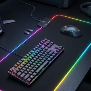 Alfombrilla Gaming XXL Mars Gaming MMPRGB2 – RGB Control, 800x300mm y HUB con 2x USB 2.0